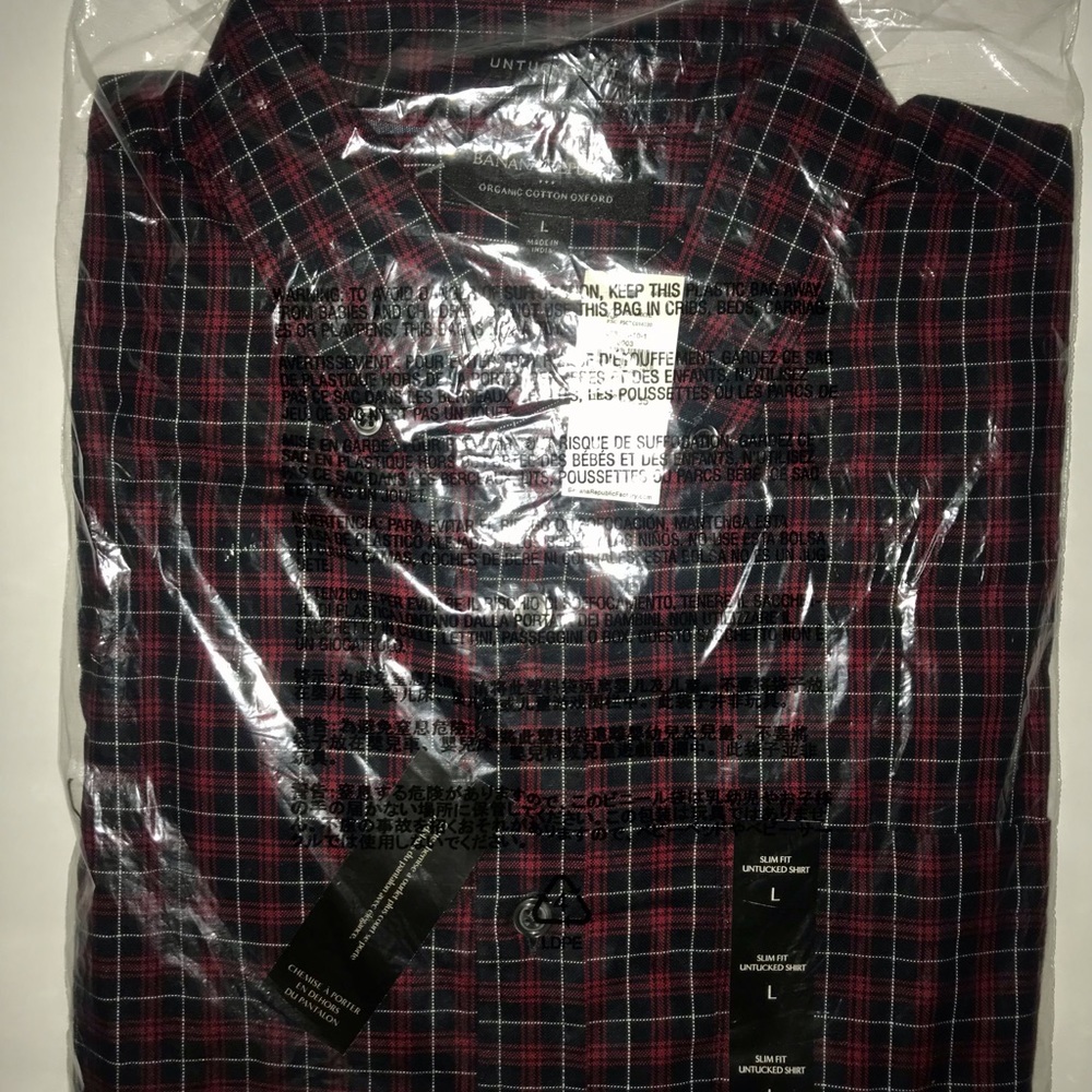 Banana Republic Men’s Plaid Untucked Fit Cotton
